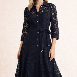 Nanette Lepore Midnight Lace Long Sleeve Dress